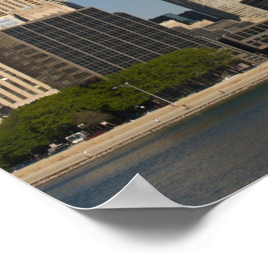 シカゴのスカイラインとミシガン湖、レイクショア ポスター (角)