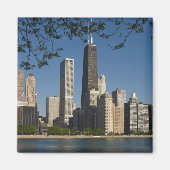 シカゴのスカイラインとミシガン湖、レイクショア マグネット (正面)