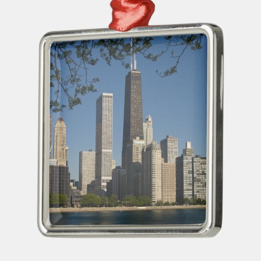 シカゴのスカイラインとミシガン湖、レイクショア メタルオーナメント (左)