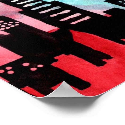 シカゴのスカイライン水彩画ポスター ポスター (角)