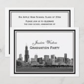 シカゴのスカイライン・エッチング・フレーム卒業 招待状 (正面/裏面)