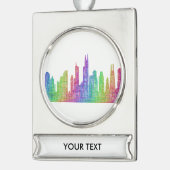 シカゴのスカイライン シルバープレートバナーオーナメント (左)
