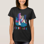 シカゴのスカイライン モダン アブストラクト トラベル Tシャツ (正面)