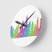 シカゴのスカイライン ラウンド壁時計 (傾斜)