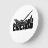 シカゴのスカイライン ラウンド壁時計 (傾斜)