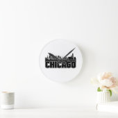 シカゴのスカイライン ラウンド壁時計 (ホーム)
