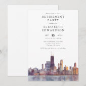シカゴのスカイライン　引退パーティー 招待状 (正面/裏面)