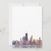 シカゴのスカイライン 水彩 結婚式 目的地 セーブザデート (裏面)