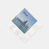 シカゴのスカイライン 縁ありカクテルナプキン (角)