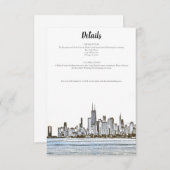 シカゴのスカイライン 詳細カード 招待状 (正面/裏面)
