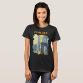 シカゴのスカイライン 青 旅行用Tシャツ Tシャツ (正面フル)