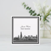 シカゴのスカイライン#2 エッチングフレーム ベビーシャワー 招待状 (スタンド正面)