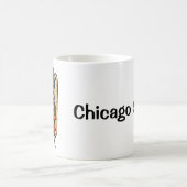 シカゴのスタイルのホットドッグの熱く赤いケシのパンのマスタード コーヒーマグカップ (中央)