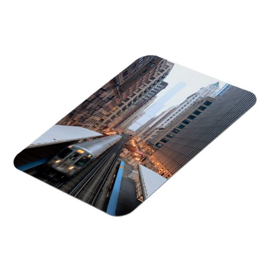 シカゴのダウンタウンにあるウェイバシュ上空の高架鉄道 マグネット (左側)