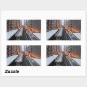 シカゴのダウンタウンにあるウェイバシュ上空の高架鉄道 長方形シール (シート)