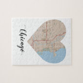 シカゴのハートの地図 ジグソーパズル (横)