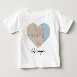 シカゴのハートの地図 ベビーTシャツ