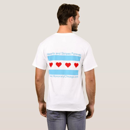 シカゴのハートの旗の人のジャケット Tシャツ (裏面フル)