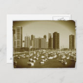 シカゴのミシガン湖に停泊したボート。 ポストカード (正面/裏面)