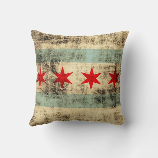 シカゴのヴィンテージのグランジな旗 クッション (裏面)