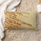 シカゴのヴィンテージの地図のLumbarの枕 ランバークッション (ブランケット)