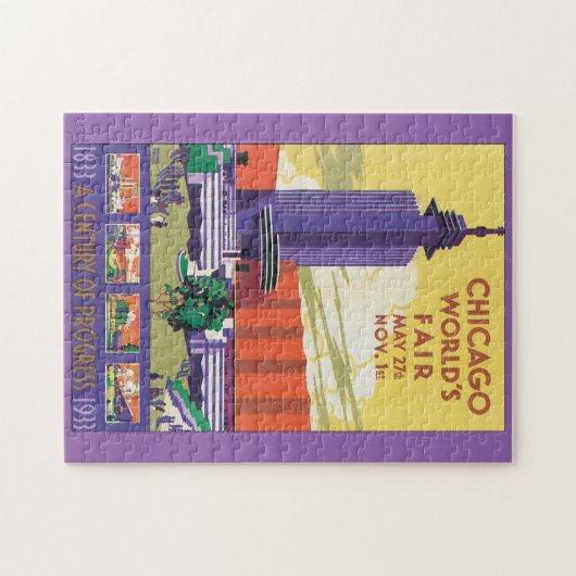 シカゴの万国博覧会のヴィンテージ旅行ポスター ジグソーパズル (横)