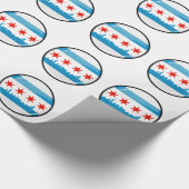 シカゴの光沢のある円形の旗 ラッピングペーパー (角)