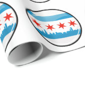 シカゴの光沢のある円形の旗 ラッピングペーパー (ロールコーナー)