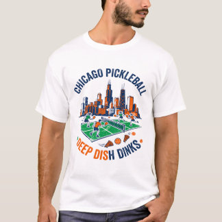 シカゴの冬の雪とディープディッシュピザ Tシャツ
