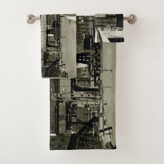 シカゴの卸売センターのトロリー列車の水彩画 バスタオルセット (インサイチュ)