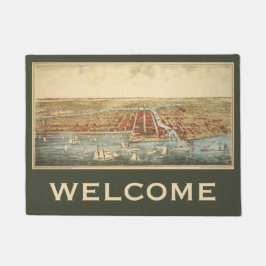 シカゴの古地図、ラサール通りと川 ドアマット