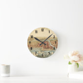 シカゴの古地図、ラサール通りと川 ラウンド壁時計 (ホーム)