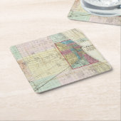 シカゴの地図 スクエアペーパーコースター (アングル)