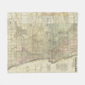 シカゴの地図 フリースブランケット (正面(横))