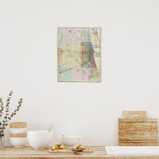 シカゴの地図 ポスター (キッチン)