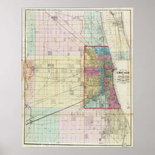シカゴの地図 ポスター (正面)