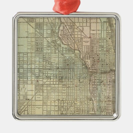 シカゴの地図 メタルオーナメント (正面)