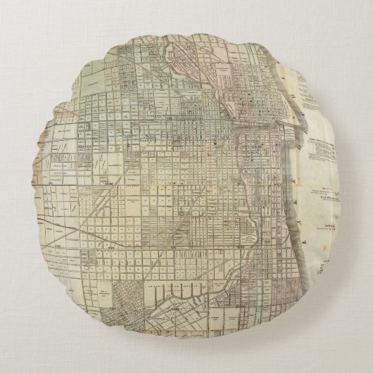 シカゴの地図 ラウンドクッション (正面)