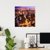 シカゴの夜の街並み ポスター (ホームオフィス)