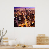 シカゴの夜の街並み ポスター (キッチン)