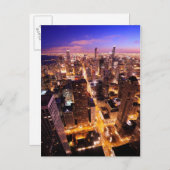 シカゴの夜の街並み ポストカード (正面/裏面)