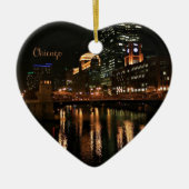 シカゴの夜の街並 セラミックオーナメント (正面)
