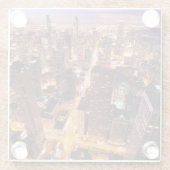 シカゴの夜の都市景観 ガラスコースター (裏面)