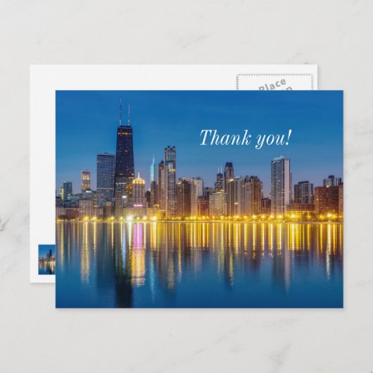 シカゴの夜明けの街並み感謝のポストカード ポストカード (正面/裏面)