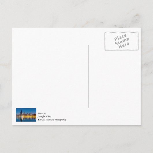 シカゴの夜明けの街並み感謝のポストカード ポストカード (裏面)