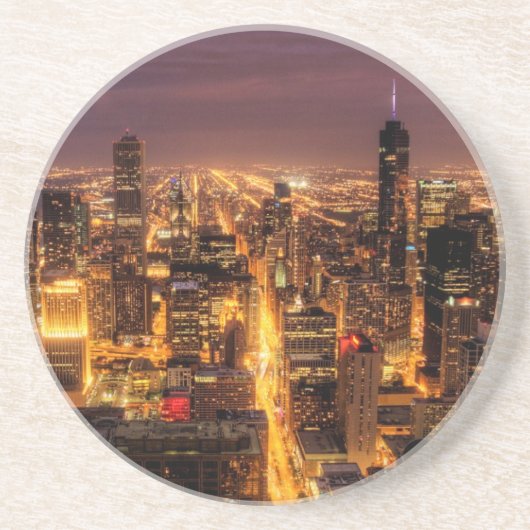 シカゴの夜都市景観 コースター (正面)