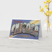 シカゴの大きい手紙のヴィンテージのテーマからの挨拶 カード (黄色い花)