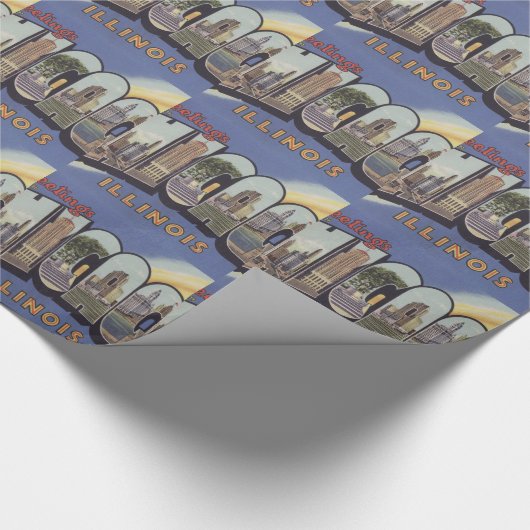 シカゴの大きい手紙のヴィンテージのテーマからの挨拶 ラッピングペーパー (角)