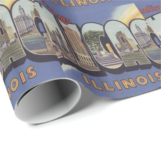 シカゴの大きい手紙のヴィンテージのテーマからの挨拶 ラッピングペーパー (ロールコーナー)