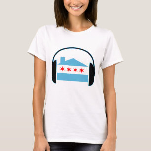 シカゴの家旗のヘッドホーン Tシャツ
